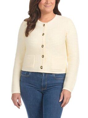 Hilary Radley Button Front Cardigan Beige
